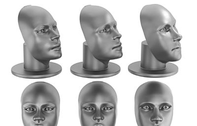 女性人脸雕塑,面具3D模型,MAX,MB,FBX,OBJ,ZPR等格式