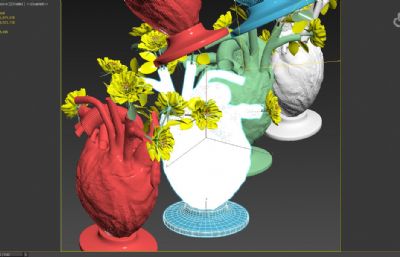 日本心脏造型的陶瓷花瓶,插花3D模型(网盘下载)