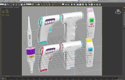 人体测温仪,电子额温枪,耳温枪,体温计3D模型,MAX,MB,OBJ,ZPR,SKP,FBX等格式