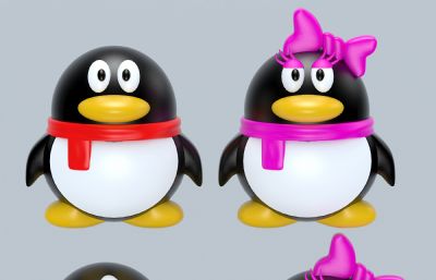 企鹅公仔动物玩偶3D模型,MAX,MB,ZPR,STL,SKP,OBJ等多种格式