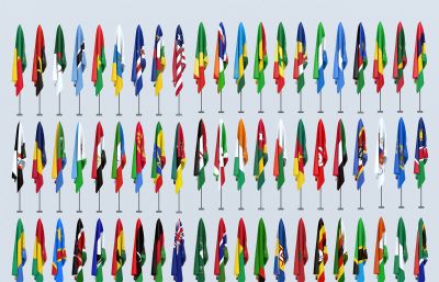 非洲各国国旗大全3D模型,MAX,MB,SKP三种格式