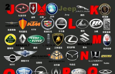 汽车标志LOGO配件大全3D模型二,MAX,MB,FBX,SKP等多种格式