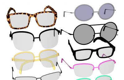 近视眼镜,墨镜,太阳镜,老花镜3D模型,MAX,MB,SKP等多种格式
