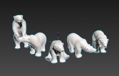 各种造型姿势的北极熊3D模型,MAX+FBX格式