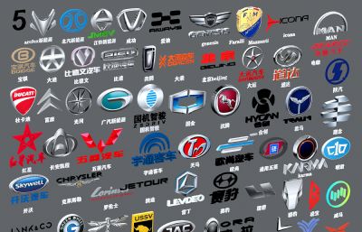 汽车标志LOGO配件大全3D模型五,MAX,MB,FBX,SKP等多种格式