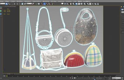 棉麻包,斜挎包,真皮包组合3D模型,MAX,MB,SKP等多种格式