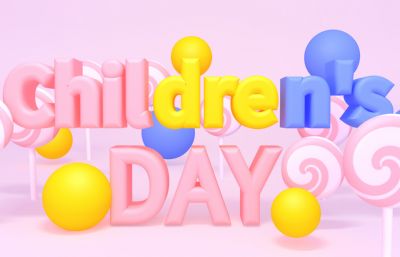 children's DAY六一儿童节海报C4D模型,标准材质