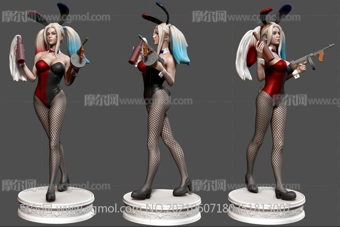 两款Bunny Quinn小丑女形象手办,兔女郎模型,STL格式(网盘下载)