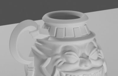游戏王强欲之壶造型的马克杯3D模型,OBJ格式