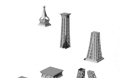 埃菲尔铁塔整体版+分体版模型,STL格式,另有sldprt格式的整体版模型