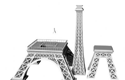 埃菲尔铁塔整体版+分体版模型,STL格式,另有sldprt格式的整体版模型