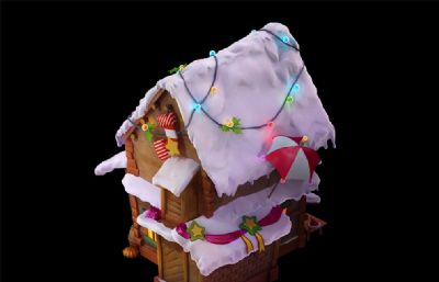 圣诞节冰雪小屋房子楼房3D模型