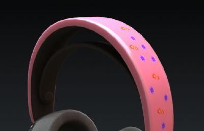 粉色系无线耳机,头戴式无线耳机,蓝牙耳机3D模型