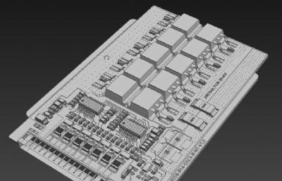 max精细电路板模型,数码芯片3D模型,MAX+FBX格式