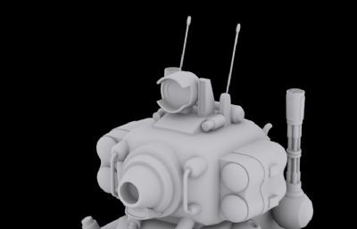 Q版坦克3D模型白模,合金弹头坦克设计
