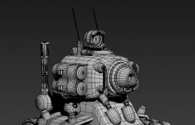 Q版坦克3D模型白模,合金弹头坦克设计