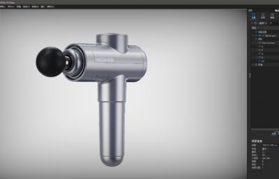 筋膜枪,深层肌筋膜冲击仪3D渲染模型(ksp+stp素模源文件),keyshot10渲染