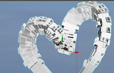 爱心建筑雕塑设计3D模型