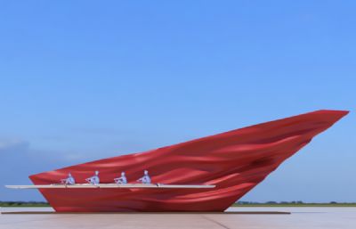皮划艇专题雕塑设计3D模型