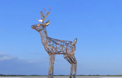 镂空几何小鹿雕塑设计3D模型