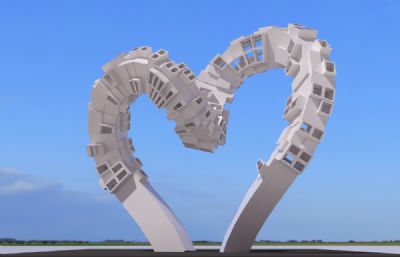 爱心建筑雕塑设计3D模型