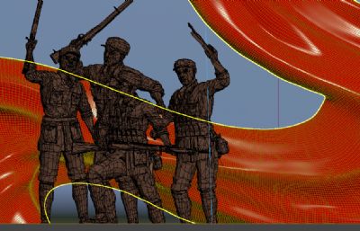 红军抗战胜利雕塑设计3D模型