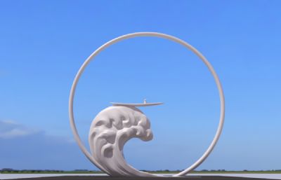 海浪圆环组合雕塑设计3D模型