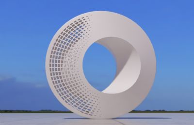 半镂空厚圆环雕塑设计3D模型