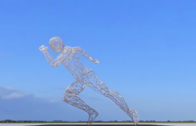 镂空钢架奔跑男人雕塑设计3D模型