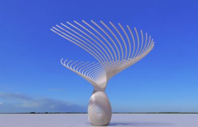 线条花瓶绽放雕塑设计3D模型