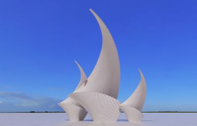 千帆归港雕塑设计3D模型
