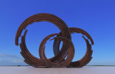 三环重叠雕塑设计3D模型