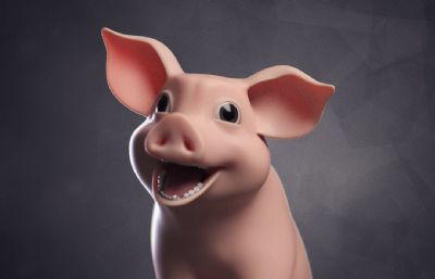 booboo pig抱抱猪,波波猪,可爱小猪maya模型,带绑定