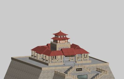 解放阁城楼,济南解放纪念馆3D模型,FBX格式塌陷文件