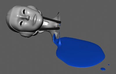 损坏流血的女机器人头部maya模型,MA,OBJ两种格式