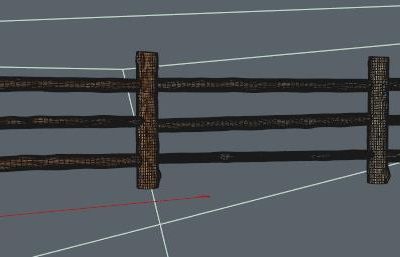 木栅栏,木护栏C4D模型素模,无贴图