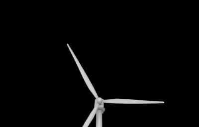 风力发电塔,风力发电机C4D模型,带叶片转动动画