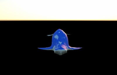鲸鱼,蓝鲸C4D模型,带605帧游动动画