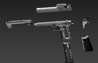 Desert Eagle沙漠之鹰手枪3D模型,游戏模型
