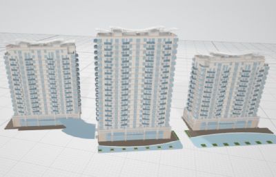 小区住宅,高层办公楼3D模型