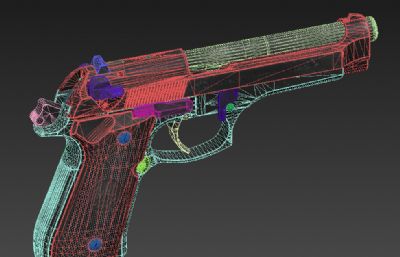 Beretta贝瑞塔92FS手枪外观游戏3D模型