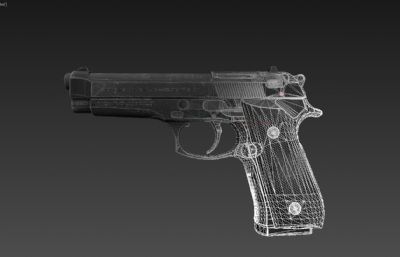 Beretta贝瑞塔92FS手枪外观游戏3D模型