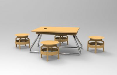 原创简约小饭桌,小客桌,茶几餐桌C4D模型,C4D,OBJ格式素模+bip格式渲染文件