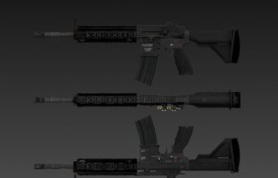 HK416自动步枪外观游戏道具3D模型