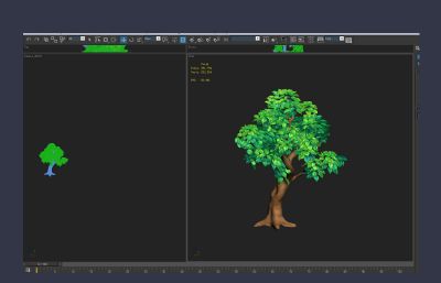 Q版大树,卡通植物3D模型高模,3渲2