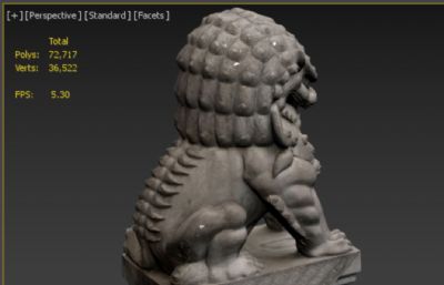 中国传统石狮子,吉祥狮子, 神兽石雕3D模型,MAX,OBJ格式