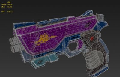 朋克派高科技手枪外观刀具3D模型