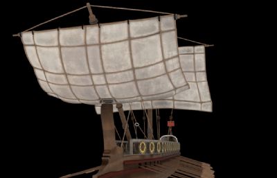 古木船,古战船,远洋帆船maya模型