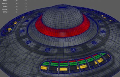 UFO飞碟,不明飞行物,飞行器MAYA模型