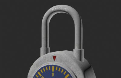 密码挂锁,密码锁3D模型